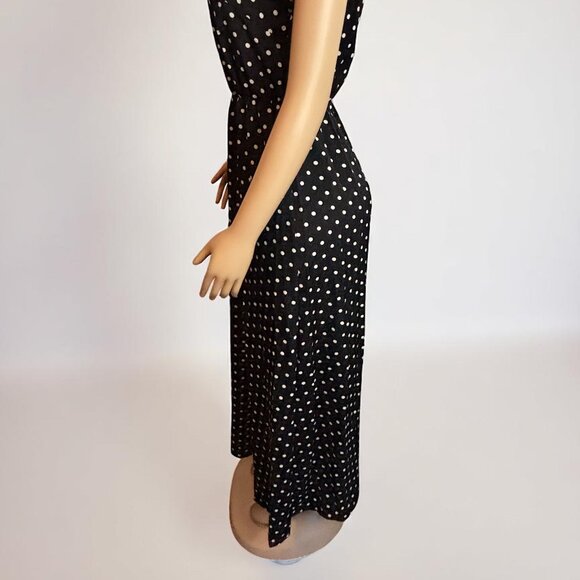 Polka Dot Print Black Maxi Dress - Picture 5 of 7